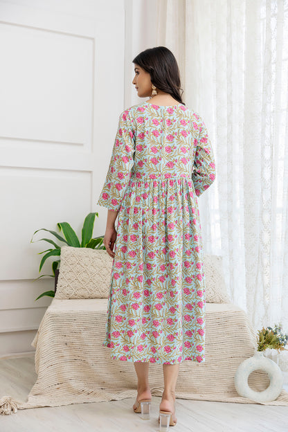 Floral Charm Rayon Flared Kurta