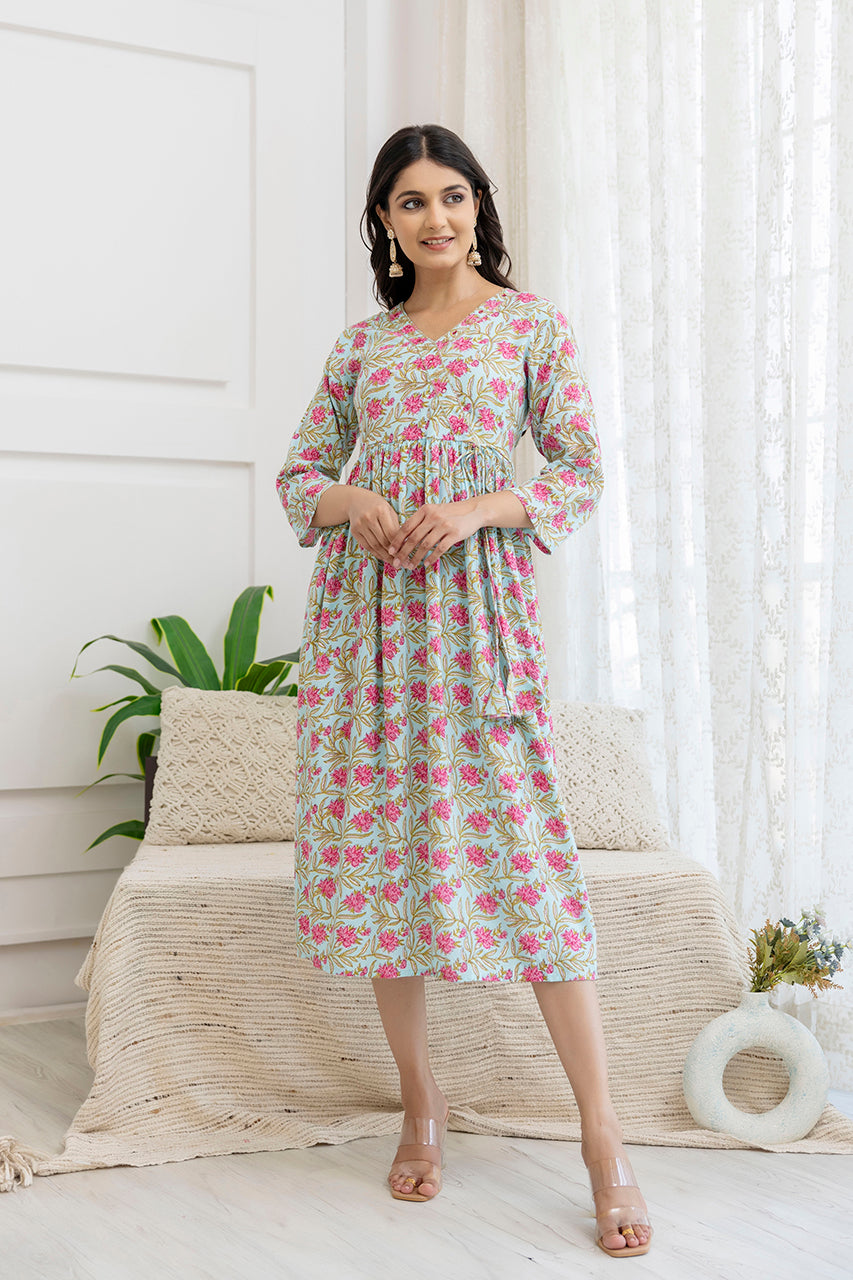 Floral Charm Rayon Flared Kurta