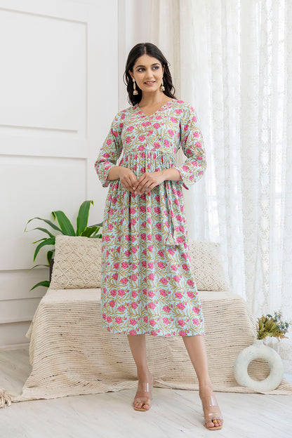 Floral Charm Rayon Flared Kurta