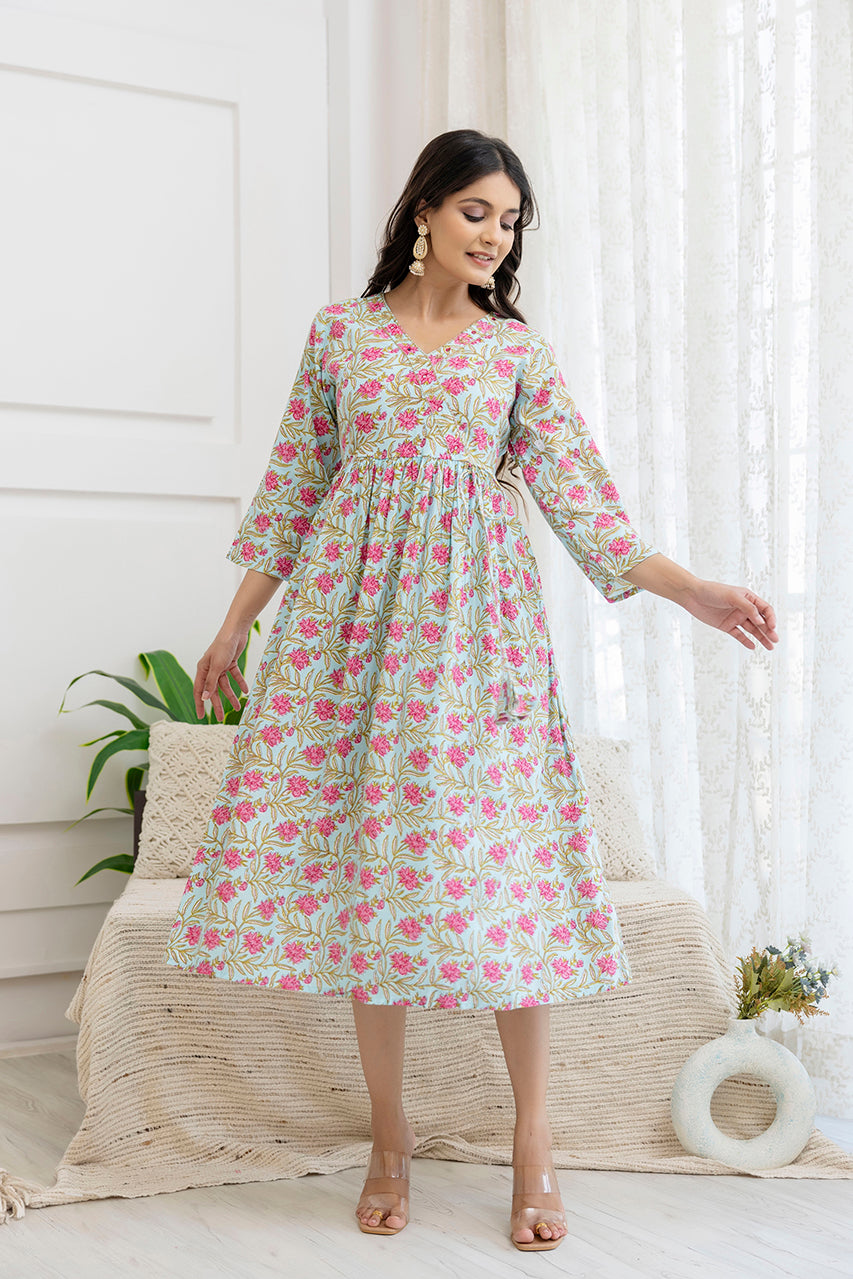 Floral Charm Rayon Flared Kurta