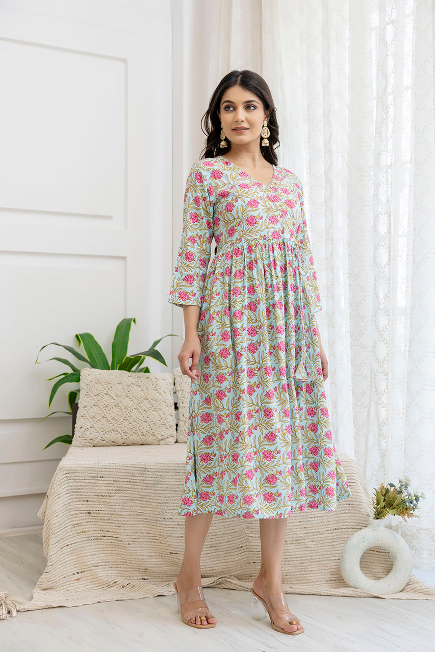 Floral Charm Rayon Flared Kurta