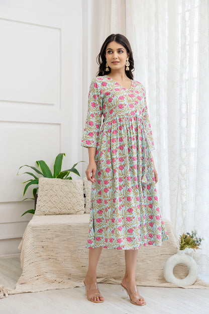 Floral Charm Rayon Flared Kurta