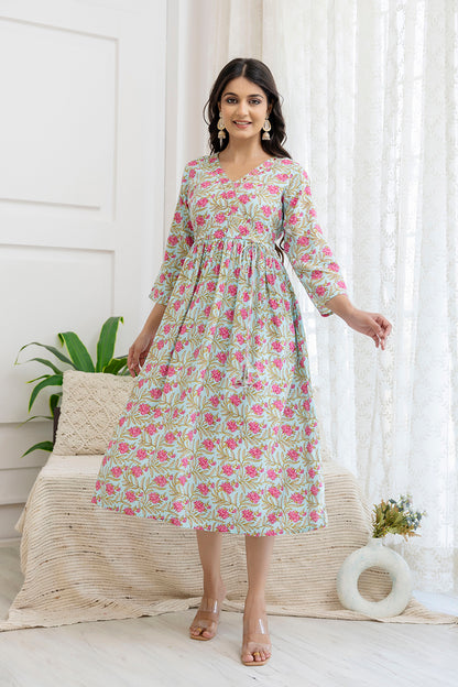 Floral Charm Rayon Flared Kurta