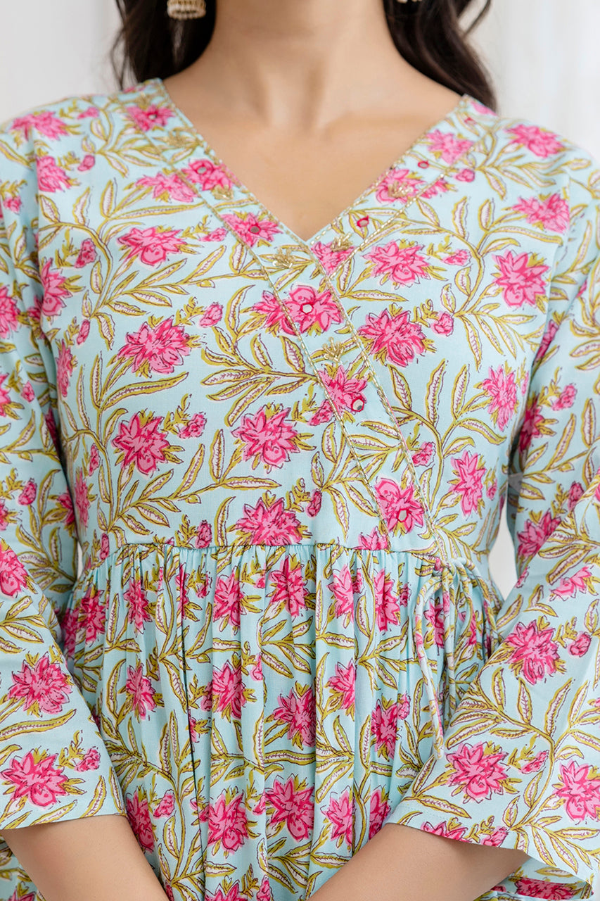 Floral Charm Rayon Flared Kurta