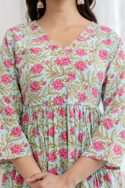 Floral Charm Rayon Flared Kurta