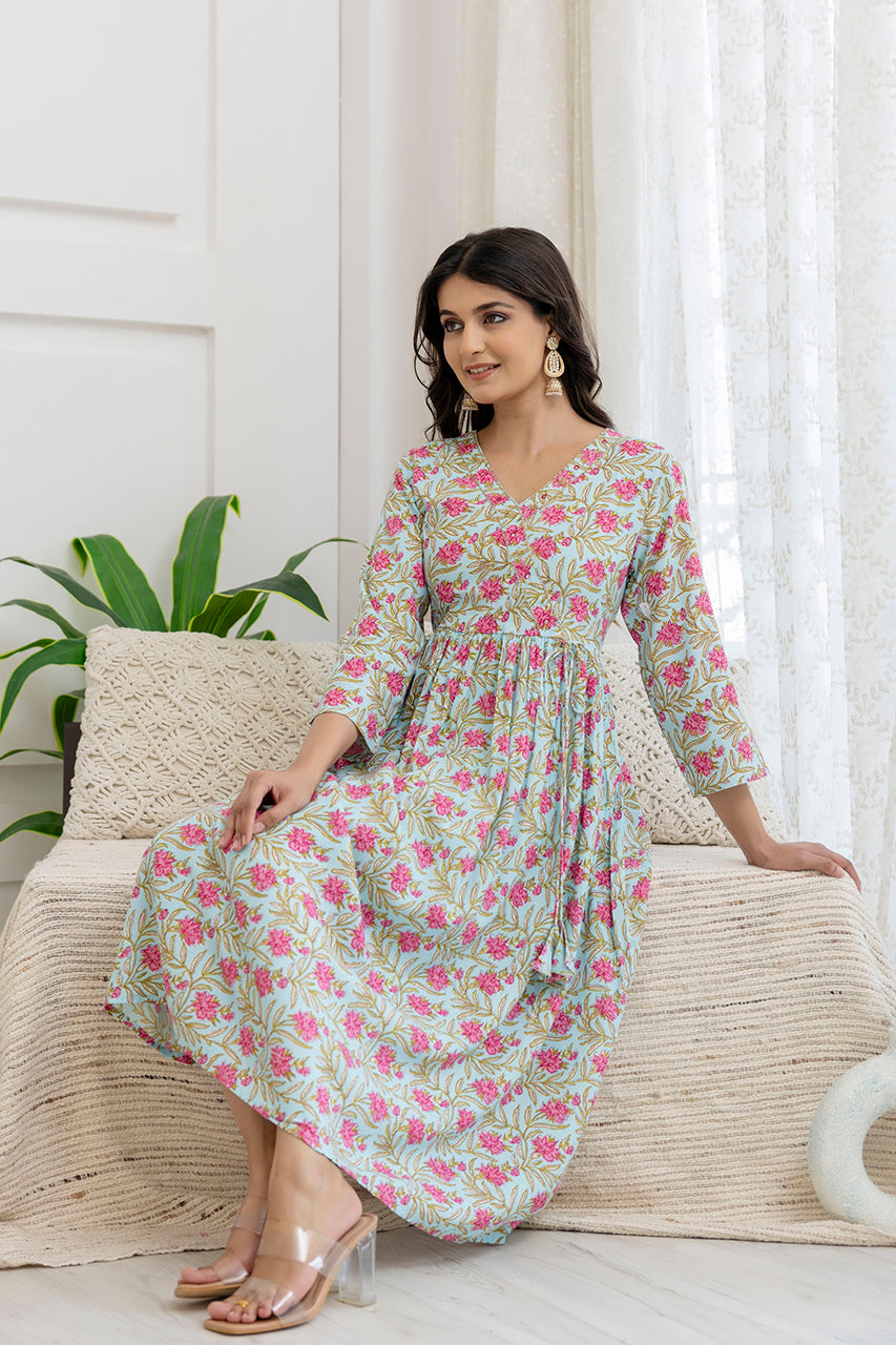 Floral Charm Rayon Flared Kurta