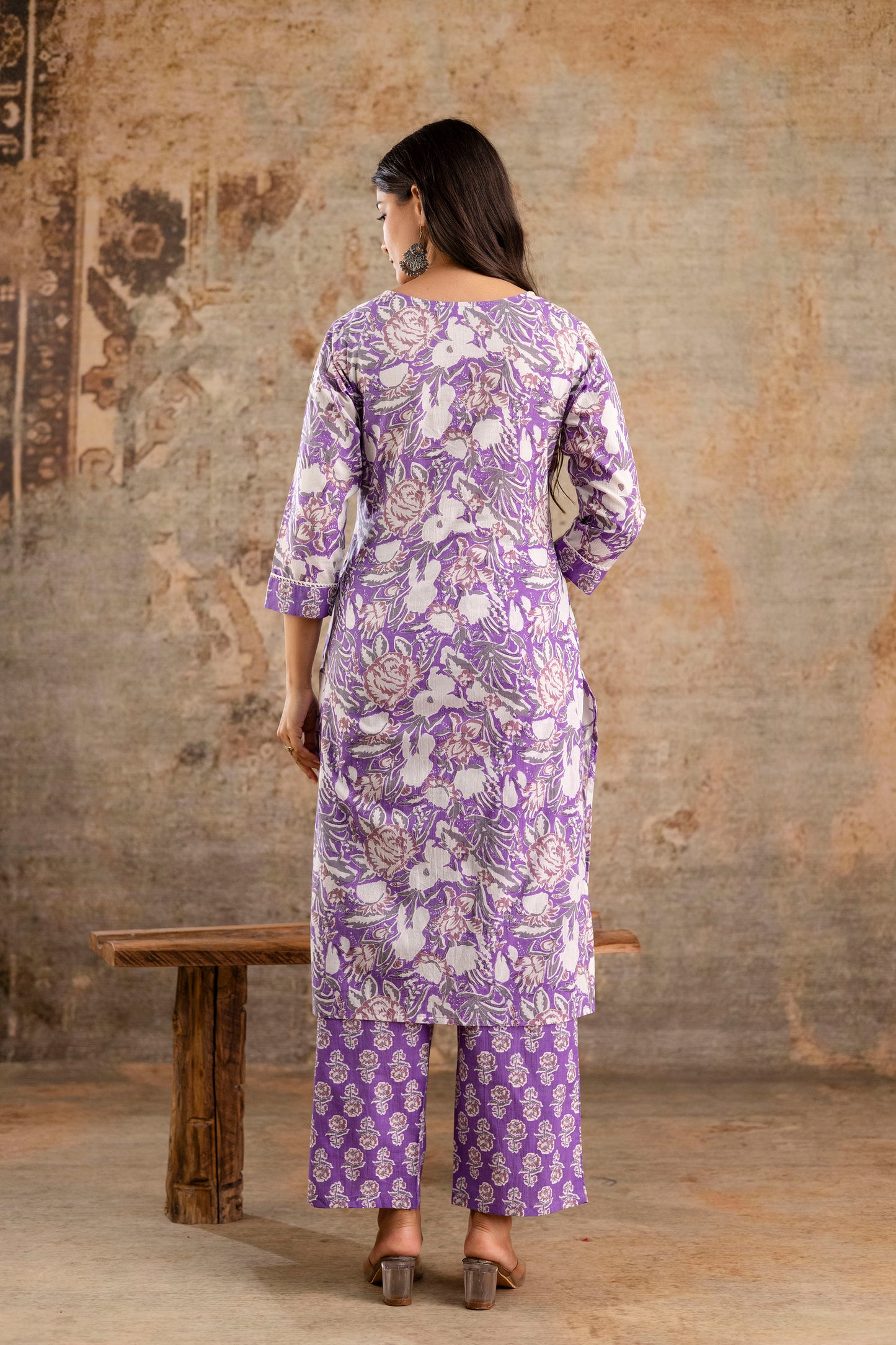 Pure Cotton Floral Kurta Pant Dupatta Set