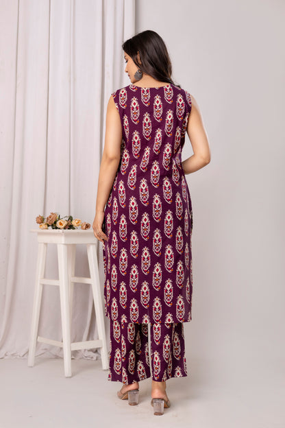 Pure Cotton Cut Sleeve Kurta Pant Dupatta Set