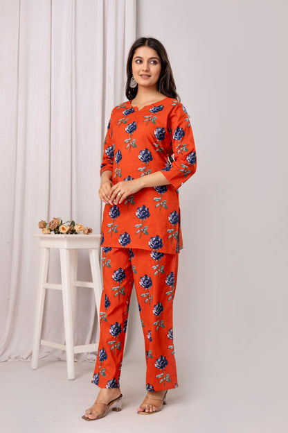 Pure Cotton Floral Print Co-Ord Set