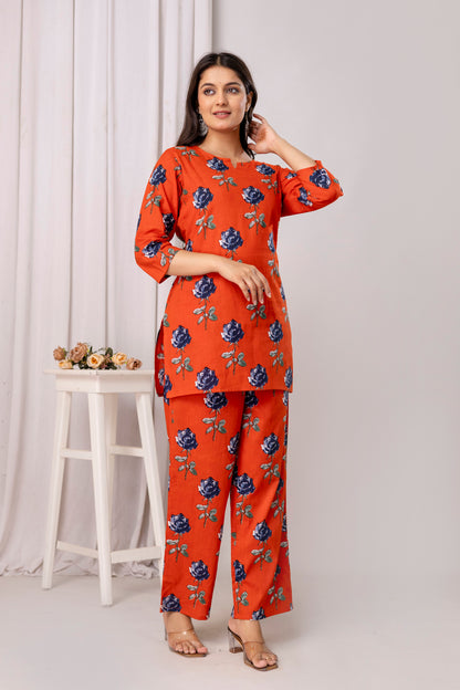 Pure Cotton Floral Print Co-Ord Set