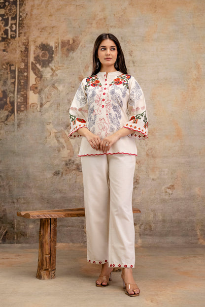 Pure Cotton Flex Embroidered Co-Ord Set