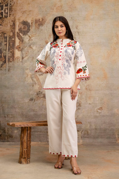 Pure Cotton Flex Embroidered Co-Ord Set