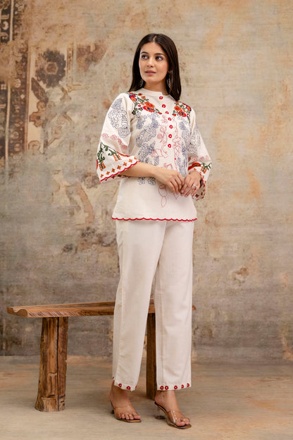 Pure Cotton Flex Embroidered Co-Ord Set