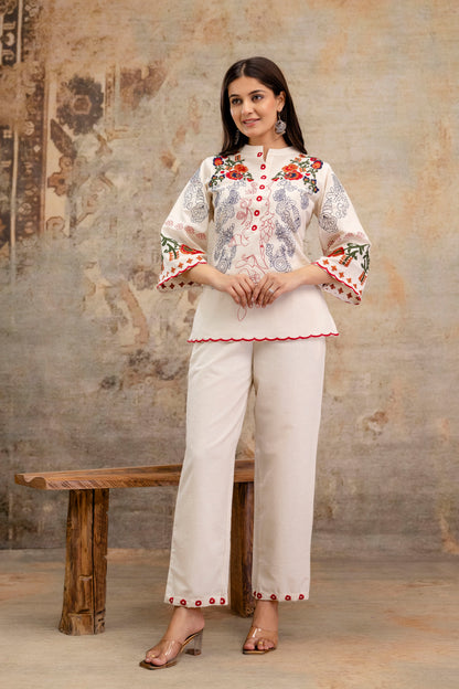 Pure Cotton Flex Embroidered Co-Ord Set