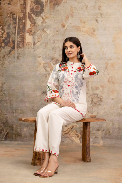 Pure Cotton Flex Embroidered Co-Ord Set