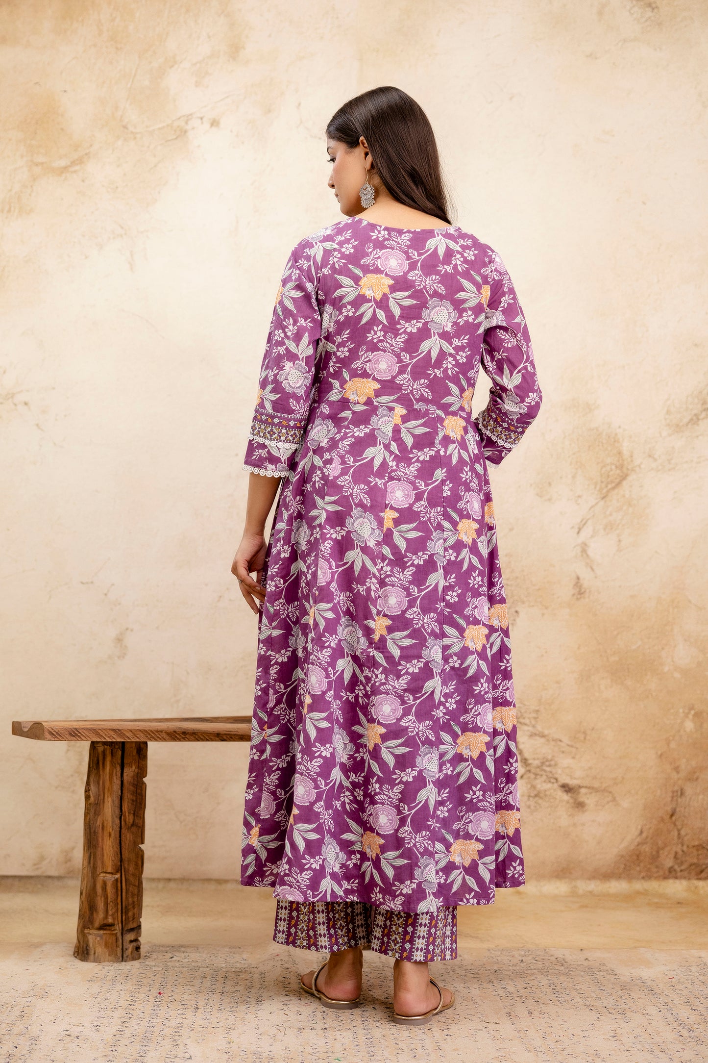 Pure Cotton Floral printed Hand work Kurta Pant Dupatta Set
