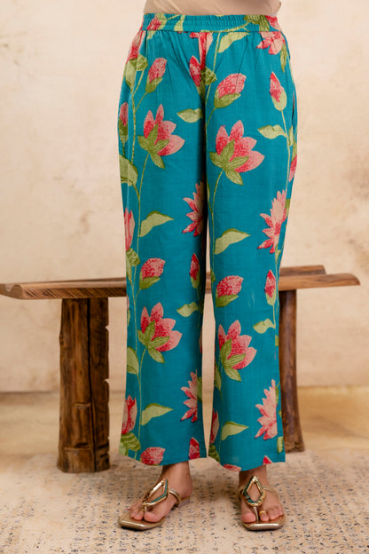 Pure Cotton Thread Work Kurta Pant Dupatta Set