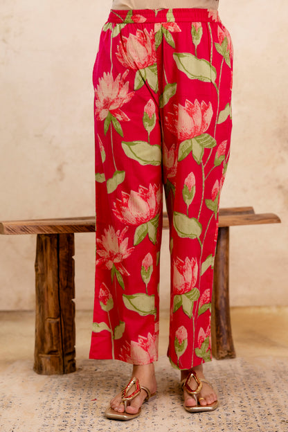 Pure Cotton Thread Work Kurta Pant Dupatta Set