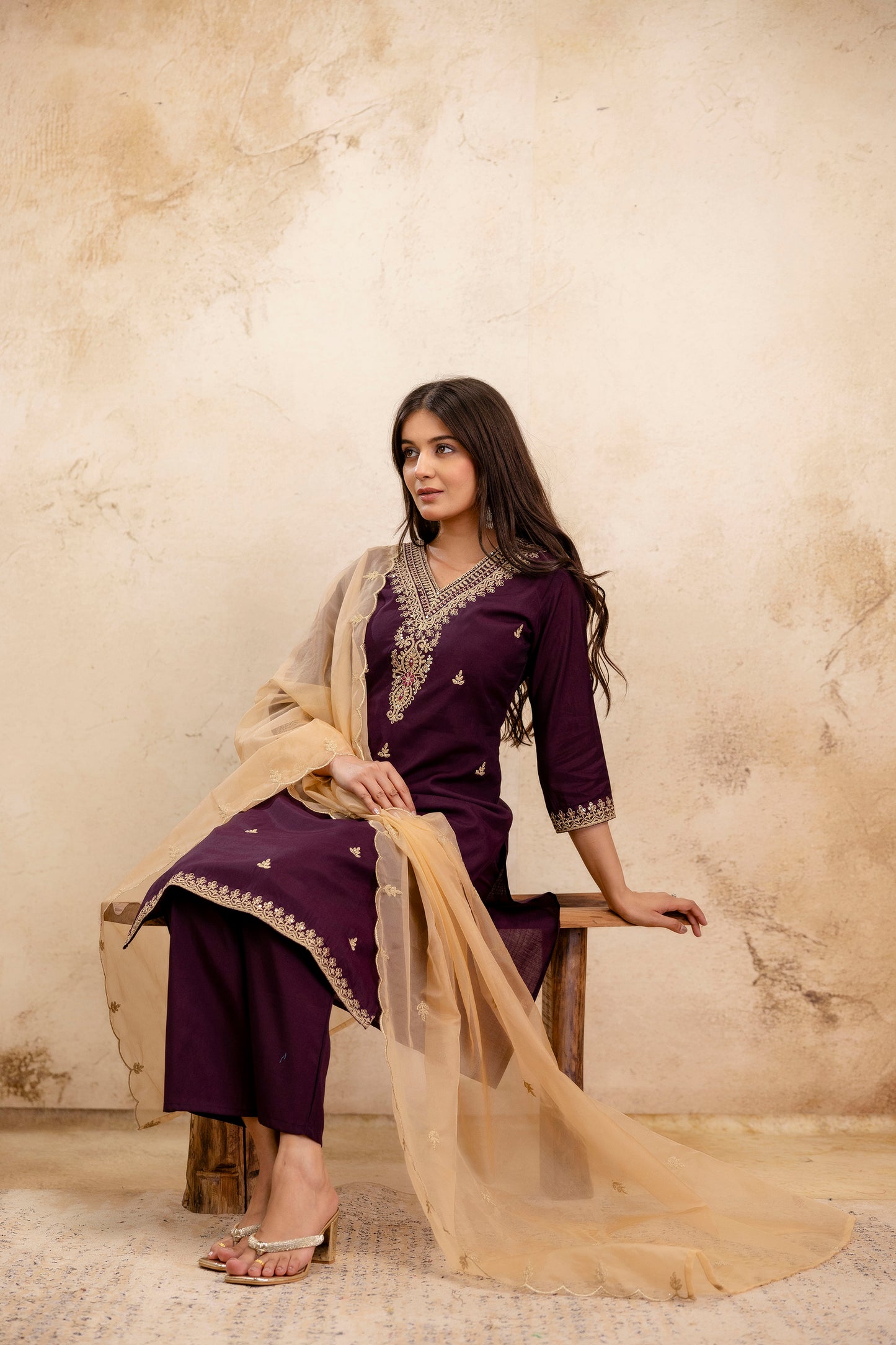 Pure Modal Chanderi Kurta Pant Dupatta Set