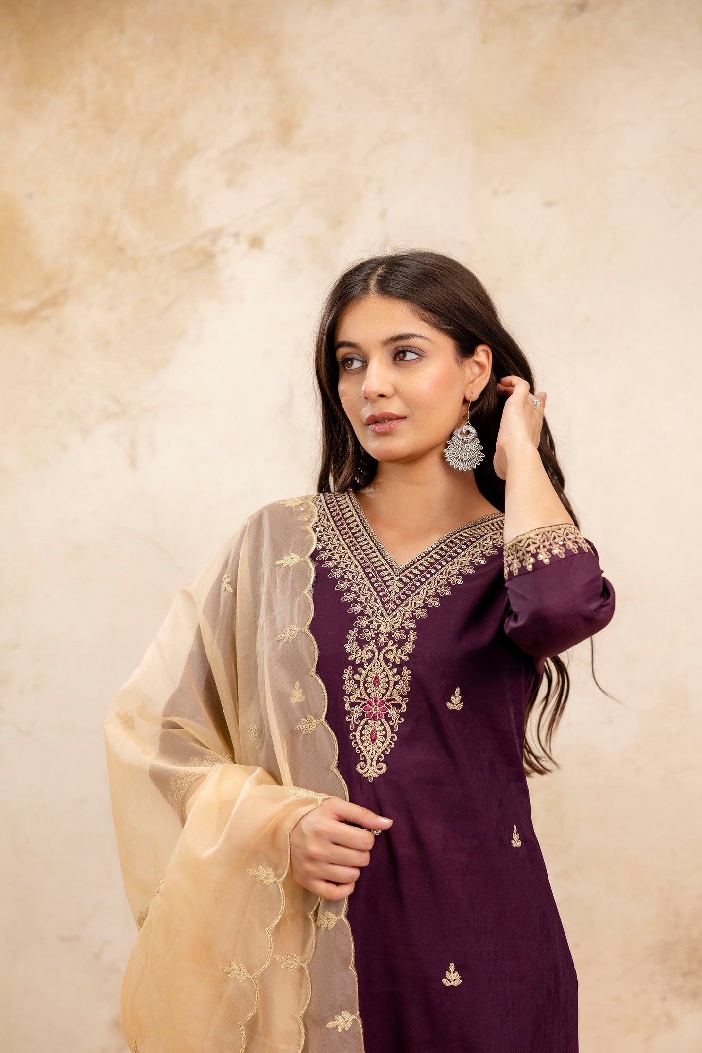 Pure Modal Chanderi Kurta Pant Dupatta Set