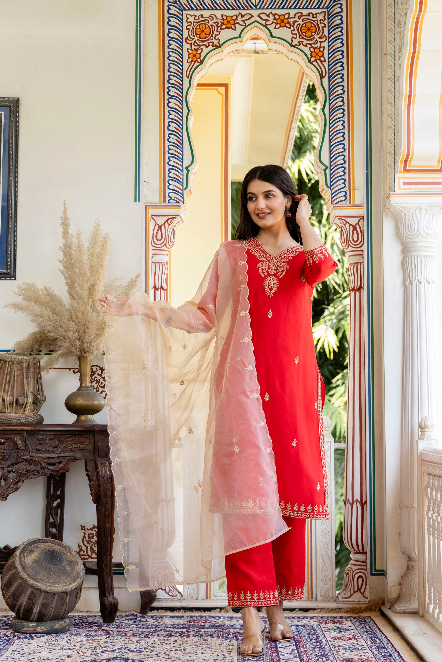 Pure Modal Chanderi Kurta Pant Dupatta Set