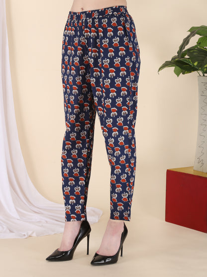 Pure cotton A-line panelled printed kurta pant set